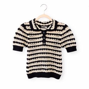 MNG Mango Crochet Knit Polo Top – XS (Maeve-Inspired)